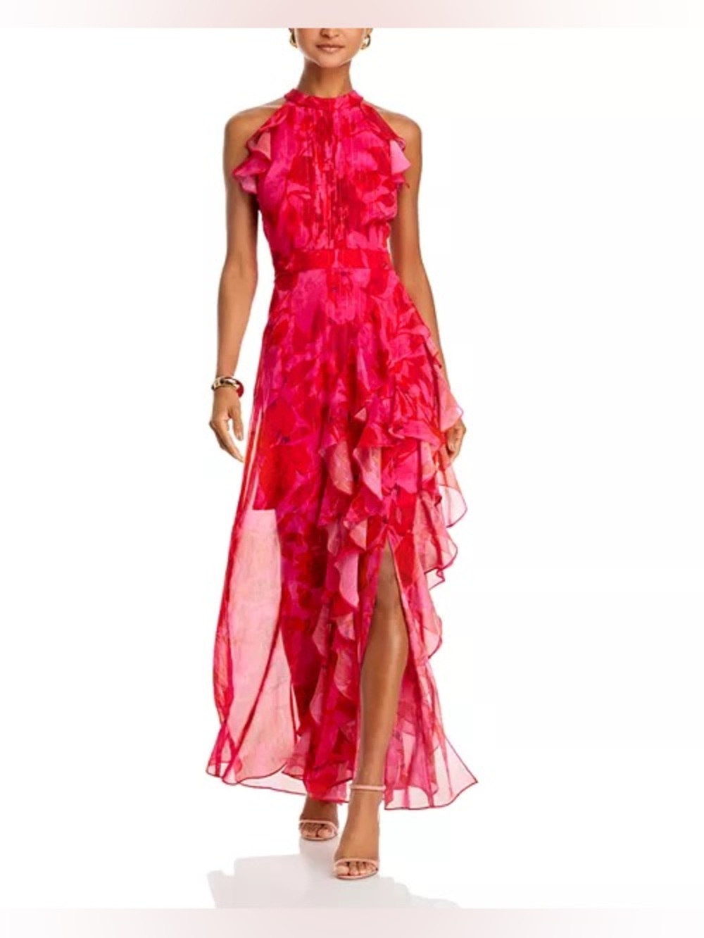 AQUA
Sleeveless Ruffled Maxi Dress - Exclusive in Fushia/Poppy